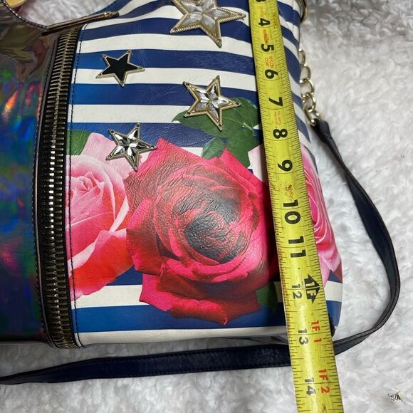 Nicole lee American Flag Satchel/shoulder bag Blue & white stripes ,red … - Picture 9 of 12